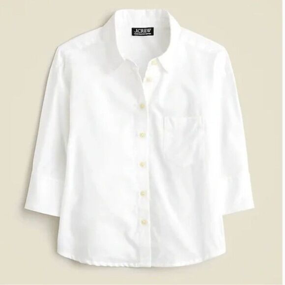 J. Crew CD024 white Herringbone Twill Button-up Shirt For Women size 6 NWT - Picture 3 of 3